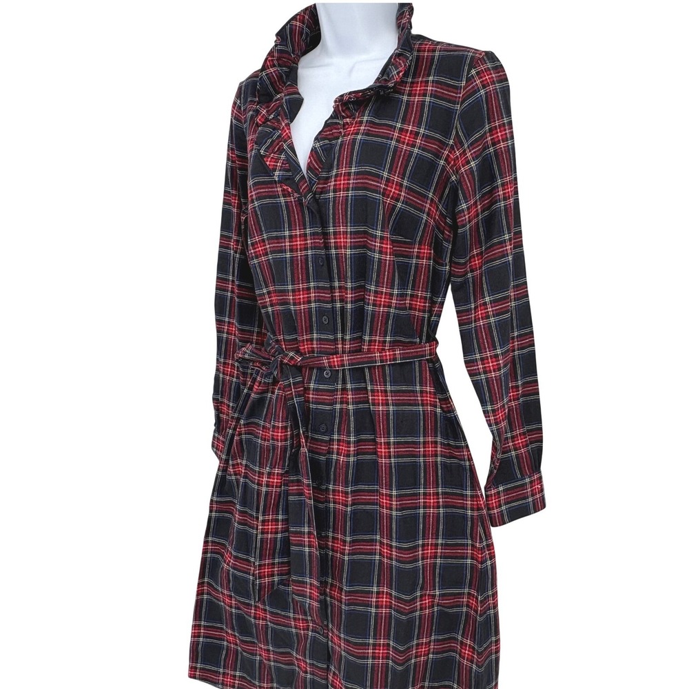 NWT Brooks Brothers Red Plaid Shirt Dress Belted Flannel Heritage Classic Sz 4 - Picture 3 of 12